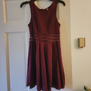 Free People Sleeveless Burgundy Lace Dress